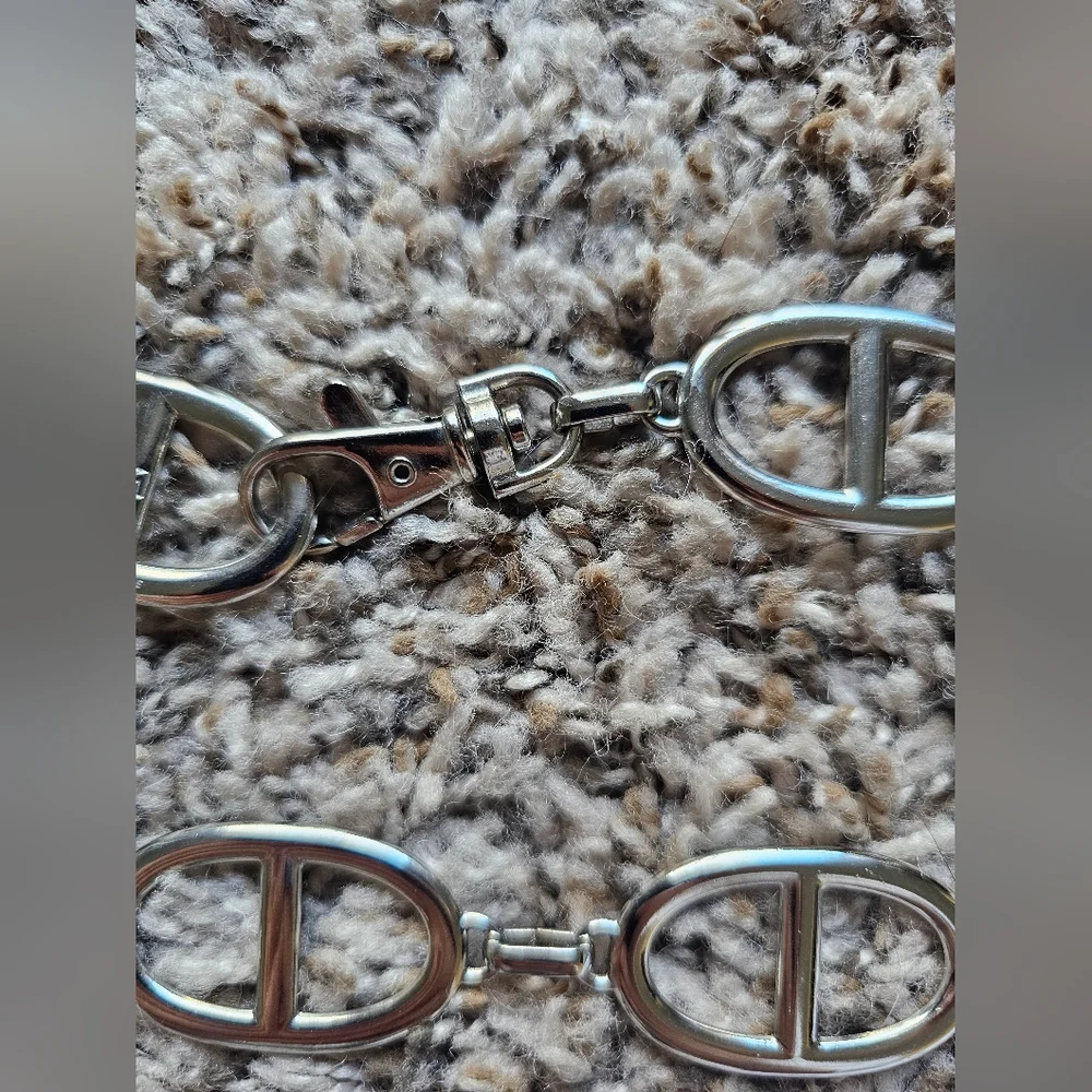 Michael Kors metal silver tone Y2K chain logo necklace‎ bag chain belt